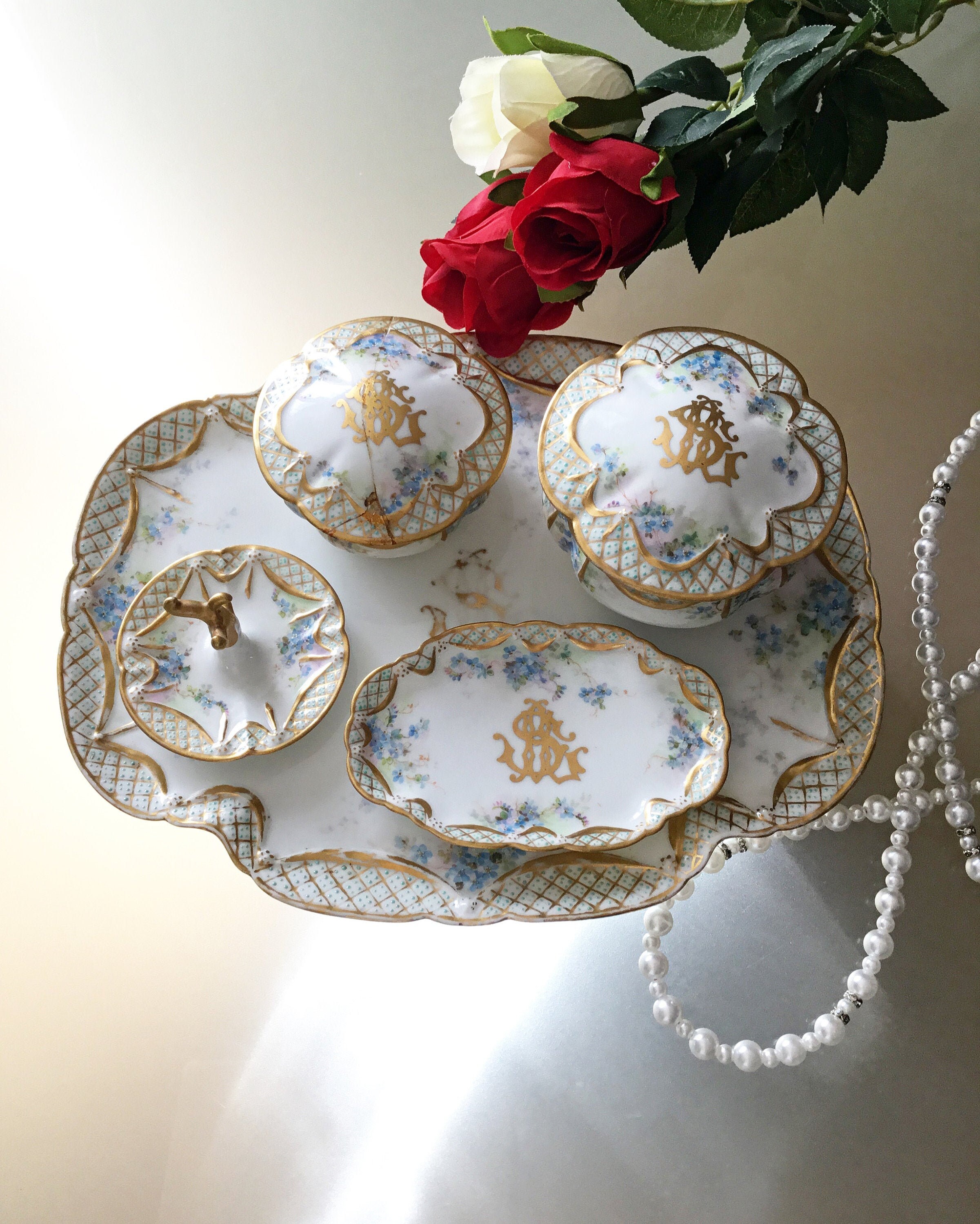 Antique Limoges Dresser Set 5 Piece Circa 18881896 Etsy