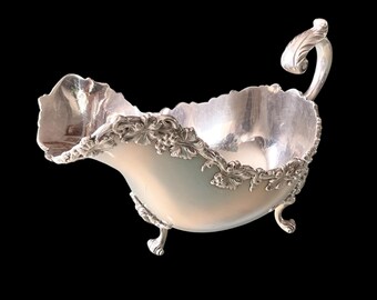 Antique Silver Plated Gravy Boat, Ellis-Barker Silver Co., England, Circa 1912