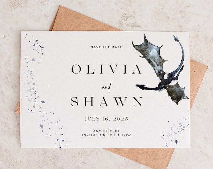 Dragon Save The Date | Fantasy Canva Template Wedding Save The Date