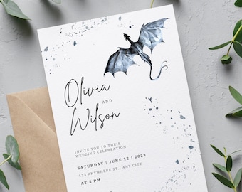 Dragon Wedding Invitation | Fantasy Canva Template Wedding Invitation