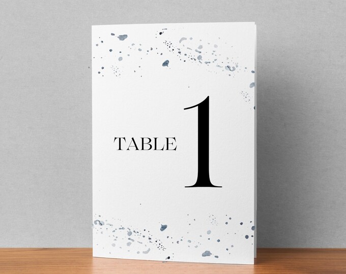 Watercolor Paint Splatter Table Numbers | Dragon Fantasy Table Numbers | Canva Template Wedding Table Number