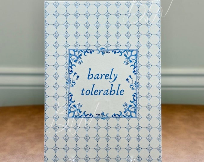 Barely Tolerable | Pride and Prejudice Art Print | Jane Austen Print