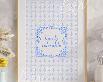 Barely Tolerable | Pride and Prejudice Digital Print | Pride and Prejudice Art | Jane Austen Wall Art