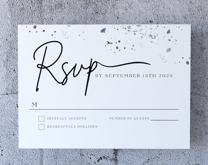 Watercolor Paint Splatter RSVP Card | Canva Template RSVP Wedding Template