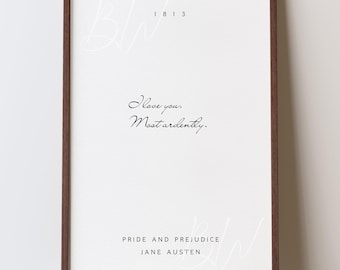 I Love You Most Ardently | Pride and Prejudice Digital Print | Pride and Prejudice Art | Jane Austen Wall Art