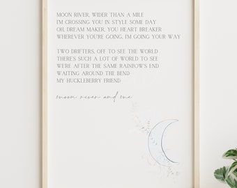 Moon River Songtext | Moon Fluss Digitale Kunstdruck