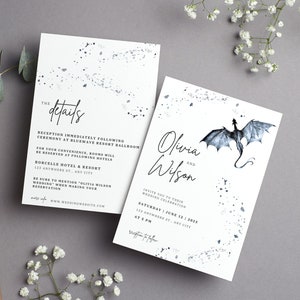 Dragon Wedding Invitation Fantasy Canva Template Wedding Invitation image 2