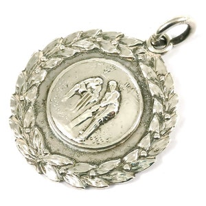 Jahrgang Silber Fob Medaille, Cricket-Medaille, Sterling Anhänger, Reiten Gewinner, Tynedale Cricket, Mitte des 20. Jahrhunderts, Knock Out Wettbewerb, 1951