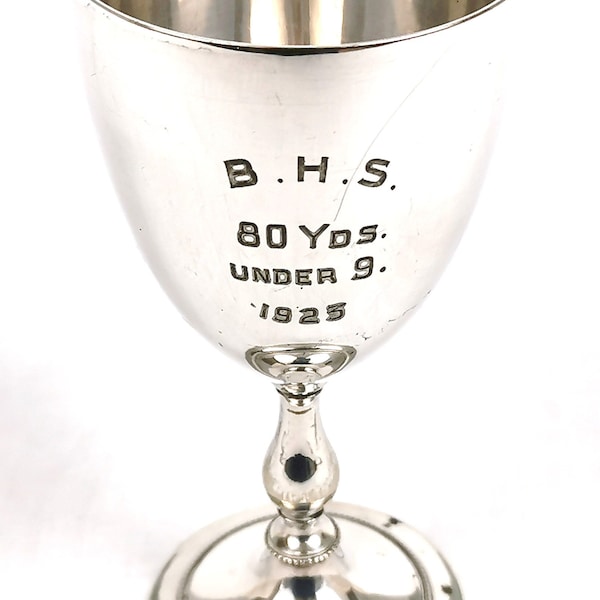 Traditional Award, Trophy Cup, Art Deco, School Sports, Under 9, 80 Yard Race, Lee & Wigfull, Silver Plate, Award Cup, Social History, 1923