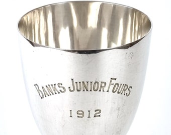 Beautiful Antique, Trophy Cup, Silver Plate, Banks Rowing Club, Junior Fours, James Deakin, Australian Rowing, Sporting Award, 7 1/4 Inches