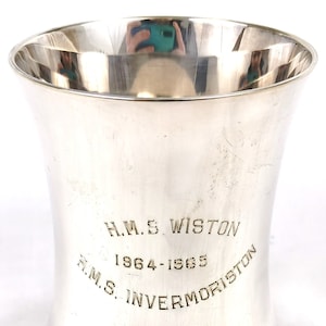Historical Tankard, Concave Form, Silver Plate, HMS Wiston, HMS Invermoriston, Pint Tankard, Coastal Minesweepers, Royal Navy, Maritime