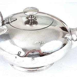Dented Antique, Mid 19th Century, Elkington Silver Plate, Antique Teapot, Small Badge, TH Ld, Historical Antique, Victorian Addition, 1853