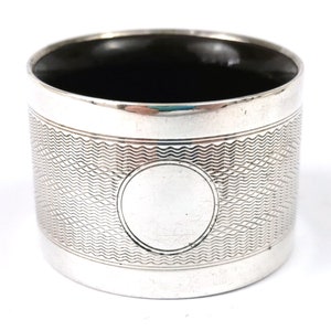 Einzigartige Vintage, Serviette Ring, Serviette Halter, Bakelit gefüttert, Sterling Silber, Silber und Bakelit, Art Deco, Motormuster, bearbeitet