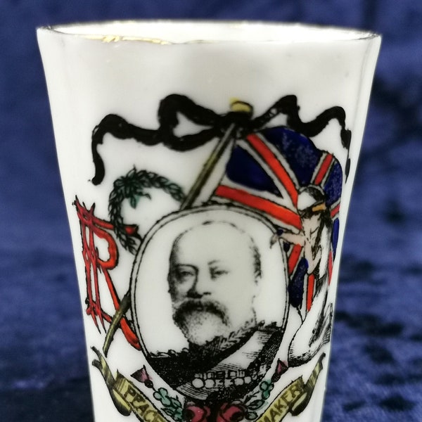 Miniature Beaker, Toothpick Pot, Death of King, Edward VII, The Peacemaker, Edwardian Mourning, Royal Death, Remembrance China, Historical