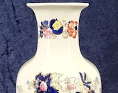 Large Vintage Vase, Mason 39 s Ironstone, Mandarin Pattern, Modern Chinoiserie, Flower Display, Colorful Vase, Imari Palette, 12 Inches High
