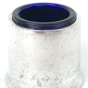 Historical Vintage, Military Cruet, Open Salt, Salt with Liner, Silver and Blue, Elkington, Officer's Mess, WD 1964, Silver Plate, Tooth