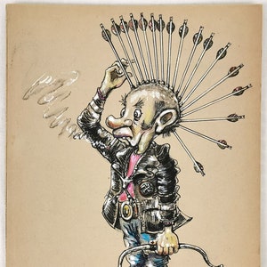GRATIS POST - Modern Cartoon, Satirische Cartoon, Punk Figuur, Politiek Thema, Ondertekend Cartoon, 1970's Interior, Comical Thema, HIJ Morris