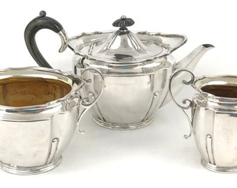 Antique Tea Set, Three Piece Set, Victorian Silver Plate, Afternoon Tea, Art Nouveau, Roberts & Belk, Quality Serving, Unique Antique Set