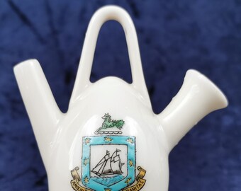 Antique Collectible Crested Ware, Crested China, Miniature Bottle, Grosvenor Ware, Ryde Crest, Blue and White, Quirky Feature, Ancient Shape