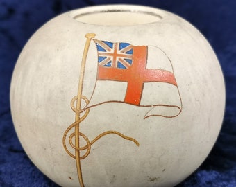 At Fault, RARE Historical Match Holder, British Royal Navy, Naval Ensign Flag, St George's Cross, Union Jack, Victorian Ceramics, Unique