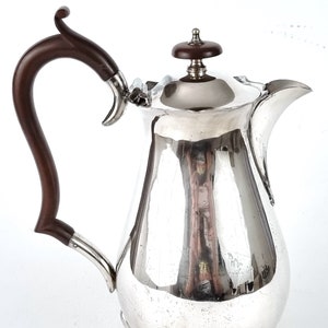 Heavily Scratched, Vintage Hot Water Pot, Silver Plate, Brown Handle, Footed Tableware, Afternoon Tea, I S Greenberg, Art Deco, Traditional