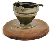 Unusual Trench Art, Repurposed Round, Ammunition Head, Tarnished Brass, Table Ashtray, Second World War, Historical Vintage, Table Decor