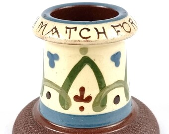 Vintage Match Holder, Torquay Ware, Match Striker, Slip Decoration, A Match For Any Man, Watcombe Pottery, Art Deco, Home Furnishing, Unique
