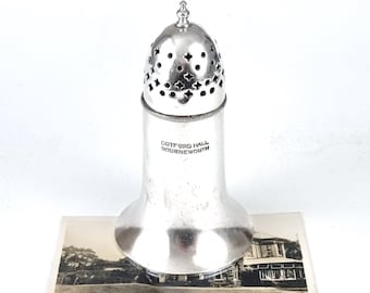 Vintage Hotelware, Sugar Caster, Silver Plate, Cotford Hotel, Bournemouth History, Lighthouse Shape, Screw Top, Pierced Holes, Sugar Shaker