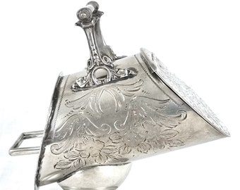 Unusual Antique, Novelty Tableware, Britannia Metal, Lidded Scuttle, Sugar Scuttle, Floral Pattern, Victorian Home, Striking Feature, Unique