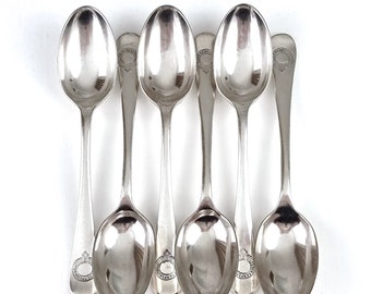 Nautical Flatware, Set of Teaspoons, Set of Six, Silver Plate, Elder Dempster, Walker & Hall, 5 1/4 Inches, Ocean Liner, Shipping Cutlery