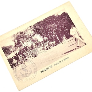Erste Weltkrieg Postkarte, Französisch Marine, Französisch Schiff Rene, Liberty Garden Beyrouth, Französisch Service, Französisch Stornierung Marke, 1919 Service