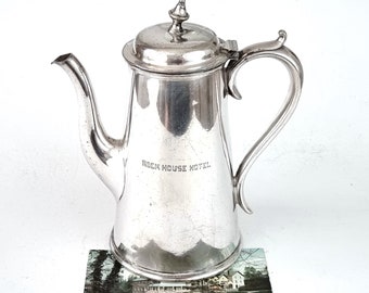 Condition Issues, Antique Coffee Pot, Hotel Tableware, Rock House Hotel, Elkington Silver Plate, Antique Hotelware, Llandrindod Wells, 1911