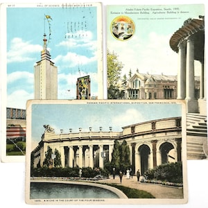 Cartes postales antiques, Chicago World’s Fair 1933, Panama-Pacific Exposition 1915, Alaska-Yukon-Pacific Exposition 1909, American Ephemera, Rare