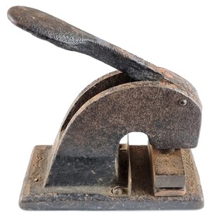 Prensa antigua histórica, Prensa con membrete, Industrial, Decoración de escritorio, Cottage Chic, Home Office, Woking Interest, Distressed Cast Metal, Rare
