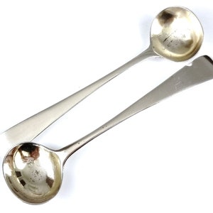 Pair of Antique Cruet Spoons, George III, Georgian Silverware, Sterling Salt Spoons, Miniature Flatware, WEWFWC Mark, London 1810, Elegant