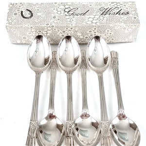 Boxed Set van Lepels, Koffielepels, Demitasse Lepels, Set van Zes, Goede Wensen Doos, Yeoman Bord, Afternoon Tea, Tafel Toevoegingen, Homeware