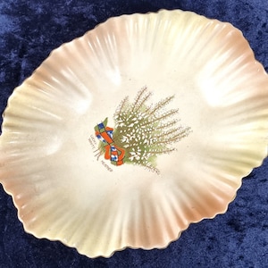 Decorative Bowl, Oval Basket, Blush Ivory, Carlton Ware, Lucky White Heather, Fluted Edging, Art Deco, Good Luck, Cottage Chic, Table Bowl