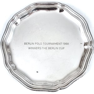KLEINE presentatielade, kaartlade, muntlade, gekraste zilveren plaat, Berlin Polo, The Berlin Cup, Winners Award, Table Addition, 1968
