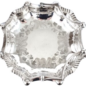 Decorative Basket, Silver Plate, Swing Handle, Dresser Style, Floral Tableware, Empire Style Feet, Table Center, Display Antique, Unique
