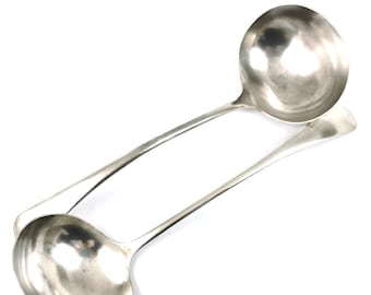 Rare Vintage Flatware, LARGE Ladles, Pair of Soup Ladles, Silver Plate, Old English, Military Flatware, Mess Canteen, War Department Mark