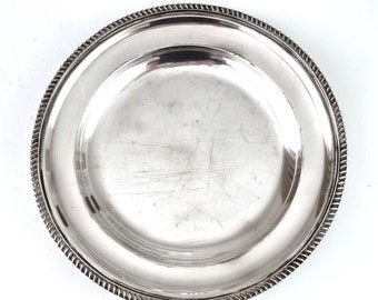 Antique Dinner Plate, 10 Inches Diameter, Elkington Silver Plate, Temple Bar Restaurant, Historical Tableware, Gadrooned Edge, Distressed