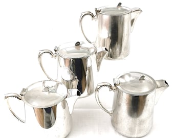 Vintage Serving Pots, Coffee Pots, Silver Plate, Military Canteen, Mess Room, Cottage Chic, Table Decoration, War Department, Furnishings