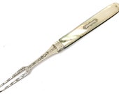 FREE POST - Rare Fruit Fork, Folding Fruit Fork, George III, Sheffield 1815, Mother of Pearl, Two Tine, Sterling Fork, Campaign Cutlery