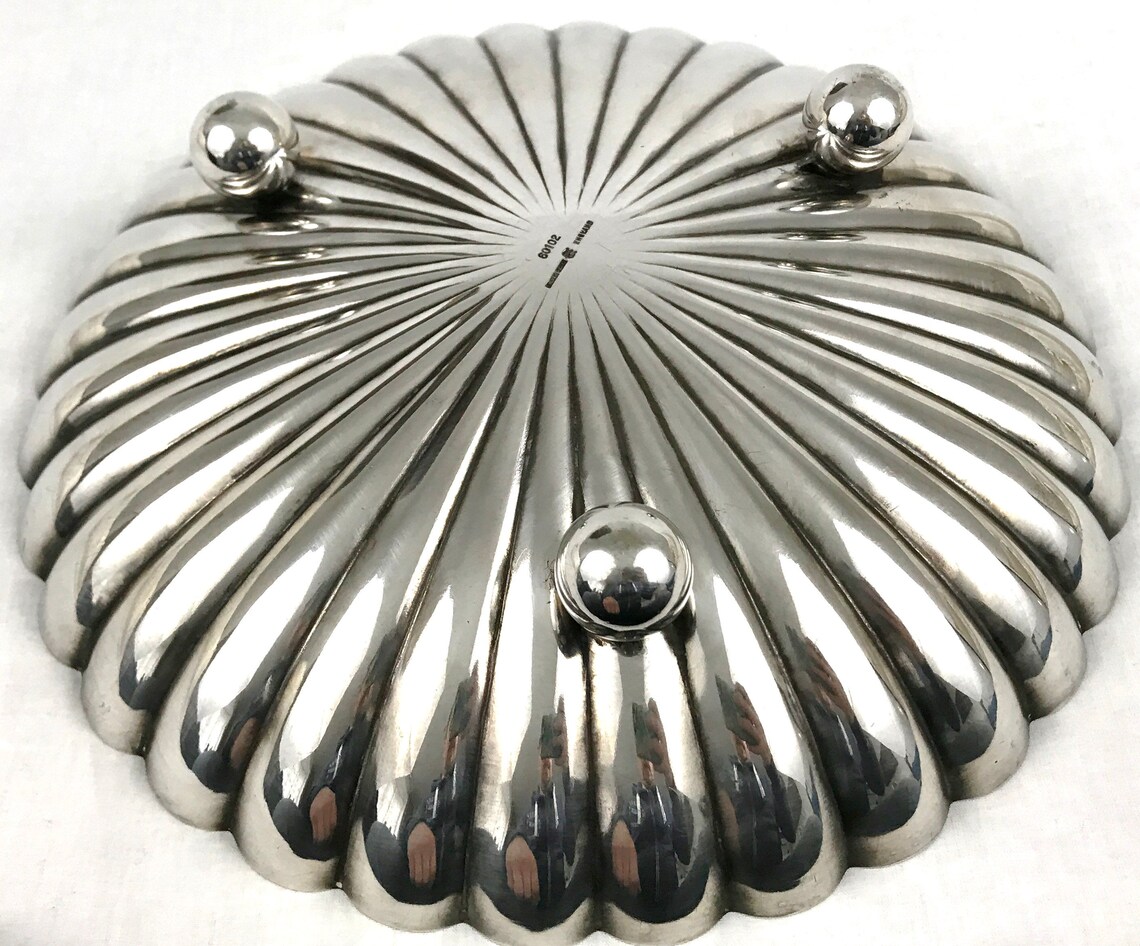 Unique Serving Bowl Worn Silver Plate Fluted Bowl Ball Etsy