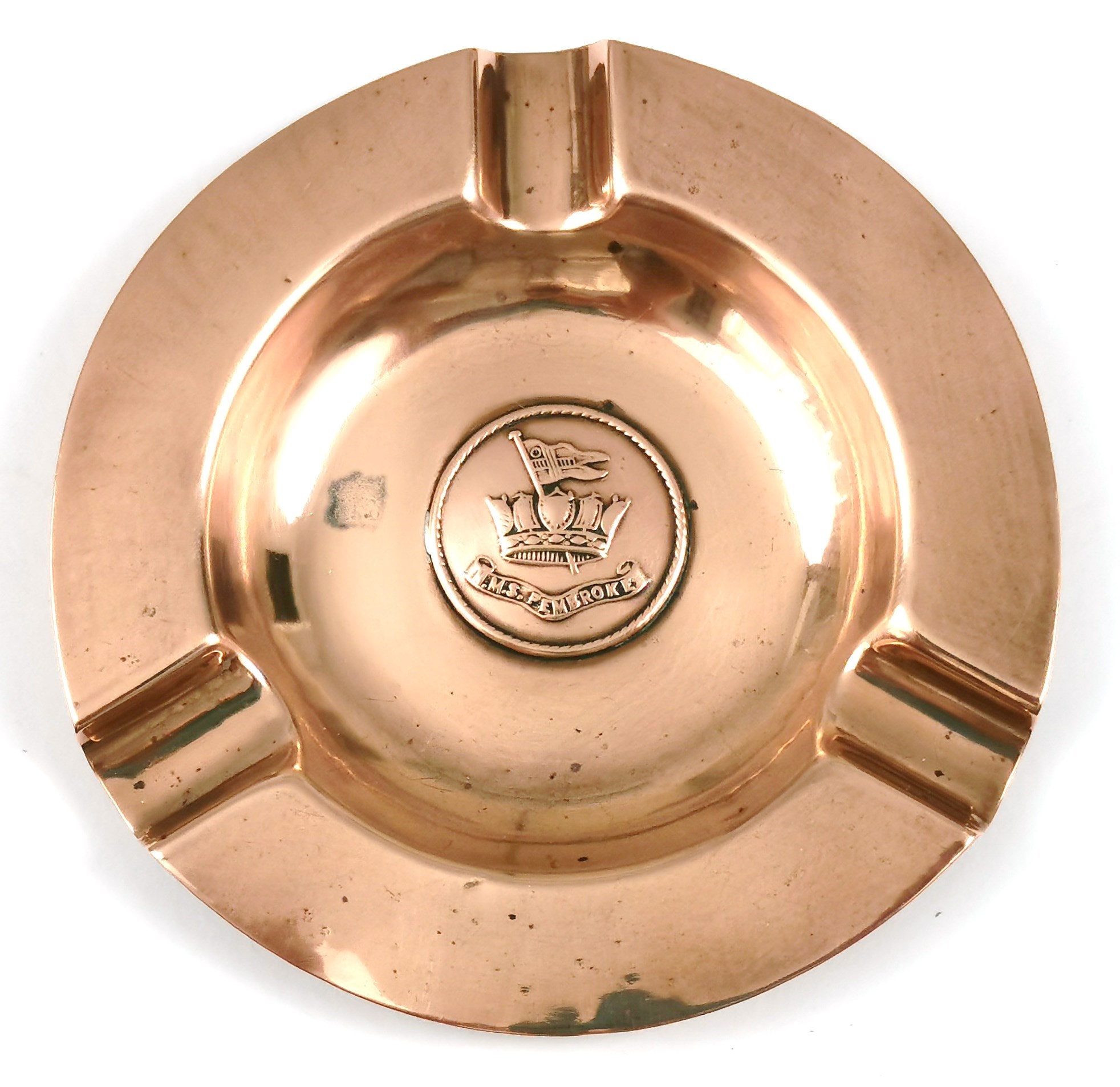 FREE POST - Copper Ashtray, Table Ashtray, HMS Pembroke, Naval