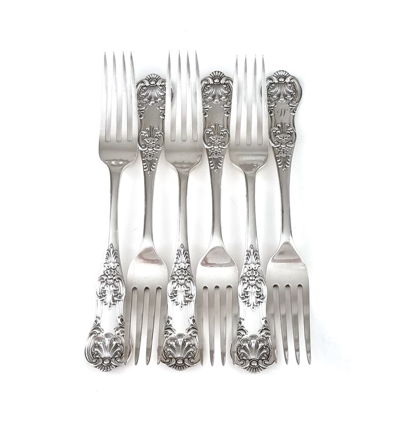 Rustic Table Fork Antique Fork Set, Table Forks, Silver Plate, Queens Pattern, Set of Six ...