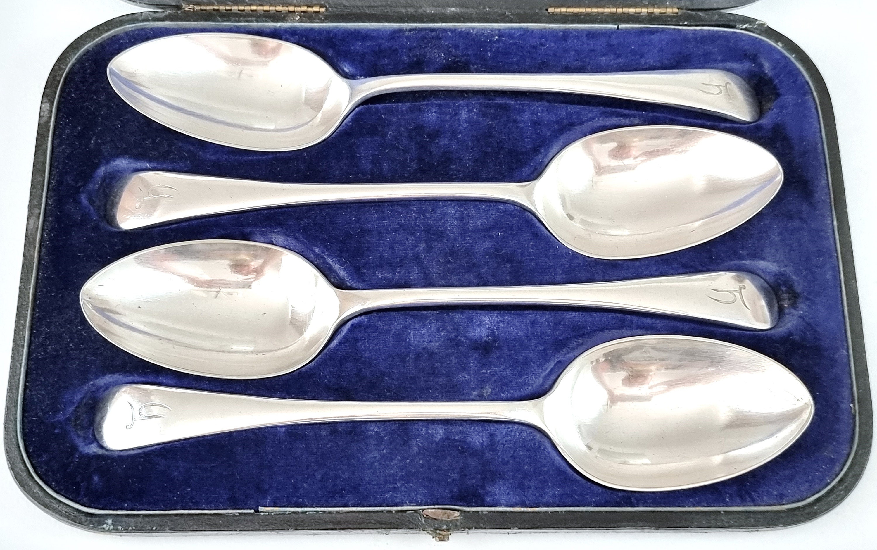 Table Spoon Set Cased Flatware, Set of Table Spoons, Set of Four, Silver Plate ...