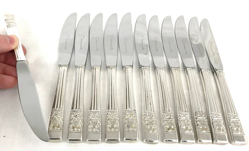 Silver Plated Handles Twelve Butter Knives Stainless Blades Vintage Cutlery Community Oneida Set of Twelve Set of Knives Tea Knives