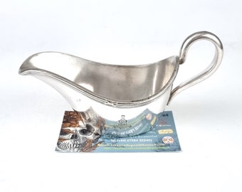 SMALL Sauce Boat, DENTED Base, Vintage Hotelware, The Coping Hotel, Elkington Silver Plate, Reed & Ribbon, Bachelor Size, Historical Serving