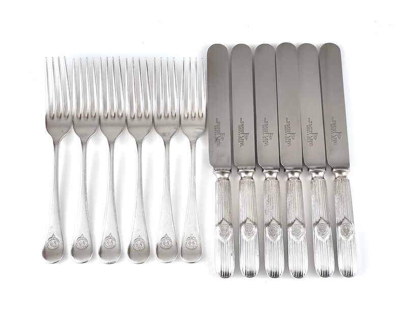 Nautical Memorabilia, Six Settings, Luncheon Set, Maritime Flatware, Silver Plate, Stainless Steel, Walker & Hall, Elder Dempster, Art Deco image 1